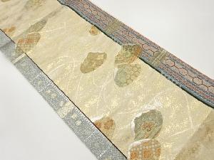 貝合わせに抽象花葉・組紐模様織出し袋帯